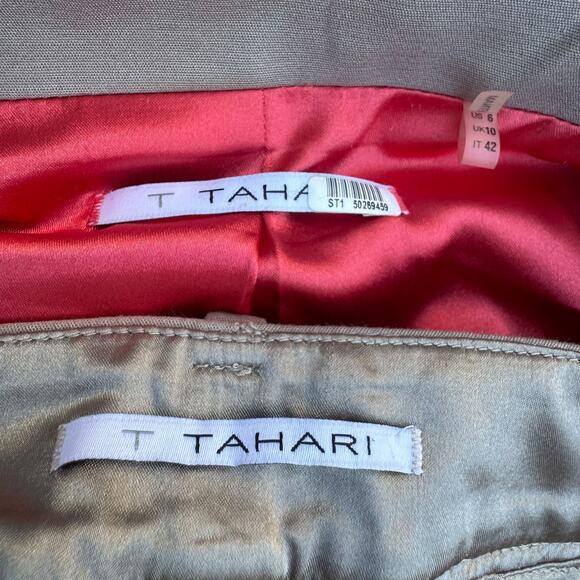 T Tahari 6 Business Suit Set Jacket & Pants 2PC Safari Utility Straight Leg - Picture 7 of 16